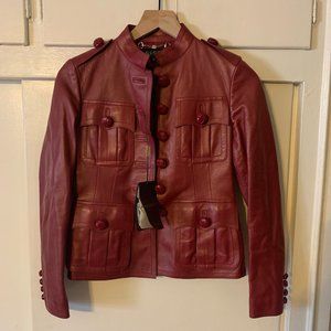 Gucci Womens Red Leather Jacket